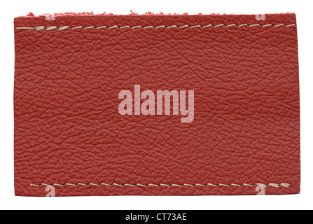 Blank leather label isolated on white background Stock Photo
