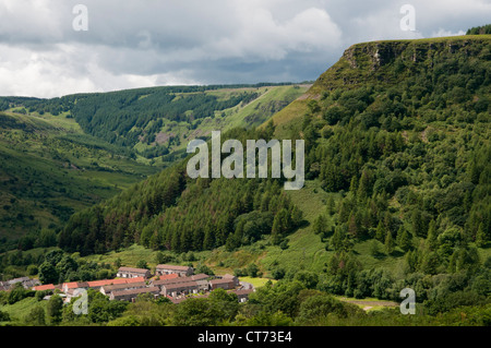 The hills above the Rhondda Valley in south Wales showing forestry and wilderness Stock Photo