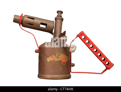 An old Veritas blowlamp on a white background Stock Photo