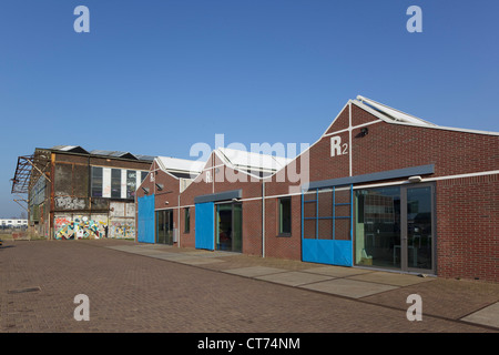 Red Bull Nederland Headquarters, Amsterdam, Netherlands. Architect: Sid Lee Architecture, 2011. West elevation. Stock Photo