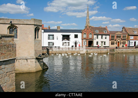 Chapel on Bridge and The Quay River Ouse St Ives Cambridgeshire England UK Stock Photo