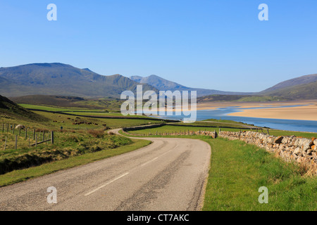 Scenic A838 country north coast 500 road on North and West Highlands Tourist Route in Kyle of Durness Sutherland Highland Scotland UK Britain Stock Photo