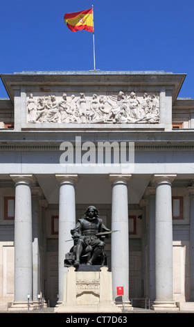 Spain, Madrid, Museo del Prado, Velazquez statue, Stock Photo