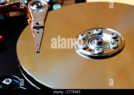 Closeup of an opened Computer Harddisk Stock Photo