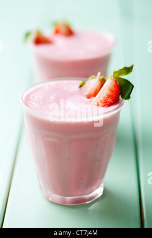 strawberry smoothie closeup, shallow dof Stock Photo