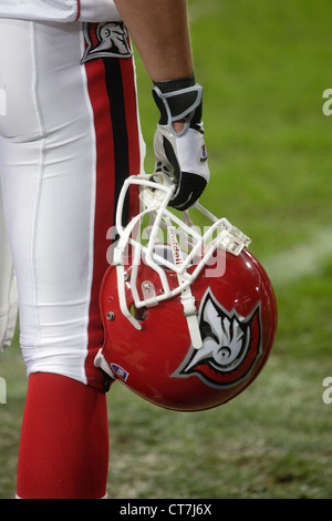 Rheinstadion Duesseldorf Germany 15.4.2000, American Football: NFL Europe  League, Duesseldorf Rhein Fire vs Barcelona Dragons 28:17 - english singer  Arthur BROWN performs the Rhein Fire wearing his flaming helmet before  kick-off, the