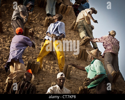 Crepissage festival. Restoration with fresh mud of the Sankore mosque.Timbuktu. mali Stock Photo