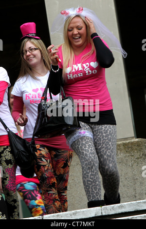 A hen party pictured partying on the start of their night out drinking in Brighton, East Sussex, UK. Stock Photo