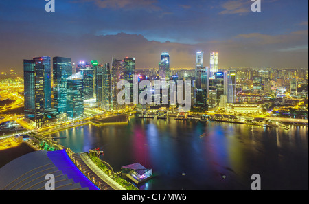 South East Asia, Singapore, Aerial view over Central Singapore and Marina Bay Stock Photo