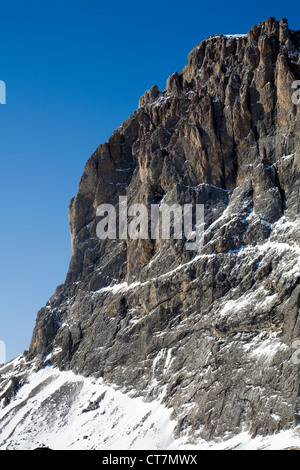 Cliff face on The Sassolungo Langkofel Selva Dolomites Italy Stock Photo