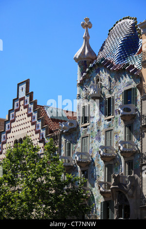 Spain, Catalonia, Barcelona, Casa Amatller, Casa Batllo, modernist architecture, Stock Photo