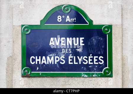 Avenue des Champs Elysées street sign in Paris, France Stock Photo