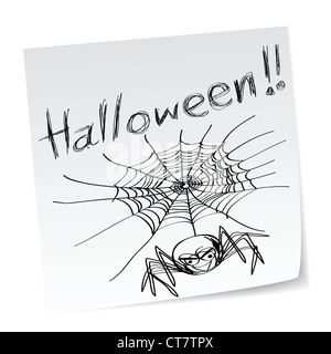 a note with hand-drawn halloween theme message - 5 of series. Stock Photo