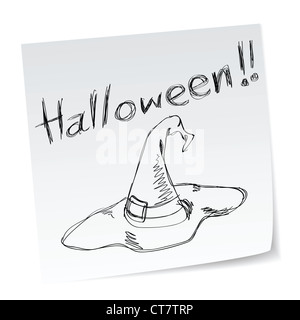 a note with hand-drawn halloween theme message - 6 of series. Stock Photo