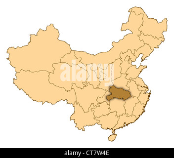 Map of China where Hubei is highlighted. Stock Photo