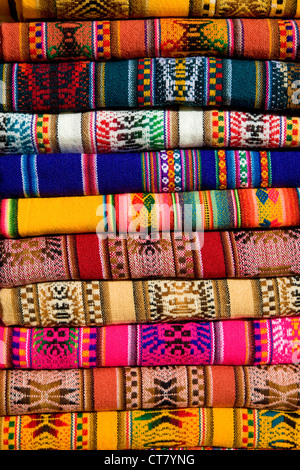 General street scene with coloured textiles Stock Photo