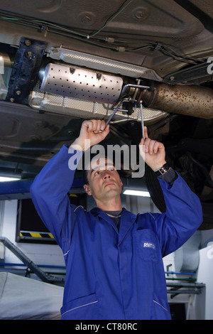 Diesel particulate filter, TUV certification Stock Photo