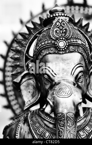 Lord Ganesha statue. Monochrome Stock Photo