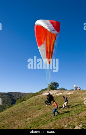Paragliding from Mirador de Cuchi Corral Stock Photo