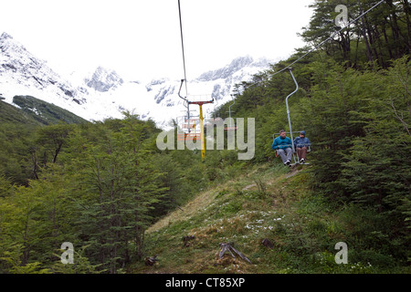 Aerosilla chairlift leading towards Glaciar Martial Stock Photo