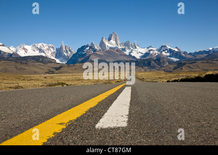 View of Mount Fitzroy range from  Ruta 23 Stock Photo