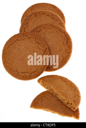 Pile of circular ginger biscuits Stock Photo