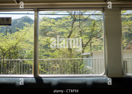 View from a train window in Japan Stock Photo