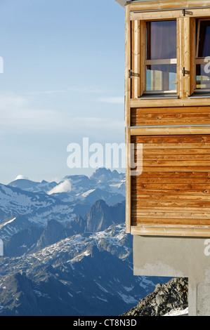 A mountain view from an alpine hut Stock Photo