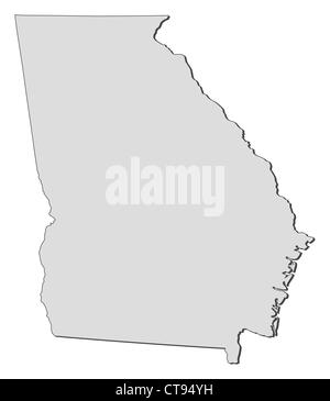 Abstract map outline of Georgia with Regions glowing outline in black ...