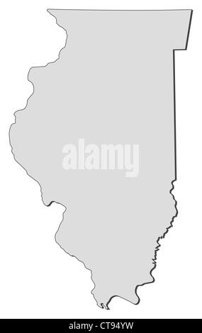 Map of Illinois, a state of United States. Stock Photo