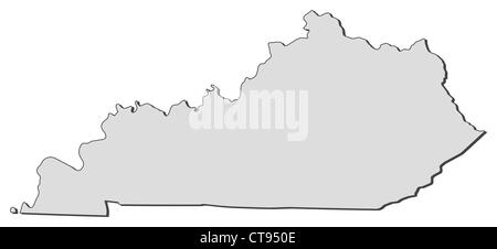 Map of Kentucky, a state of United States. Stock Photo