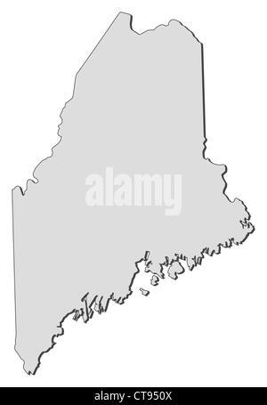 Map of Maine, a state of United States. Stock Photo
