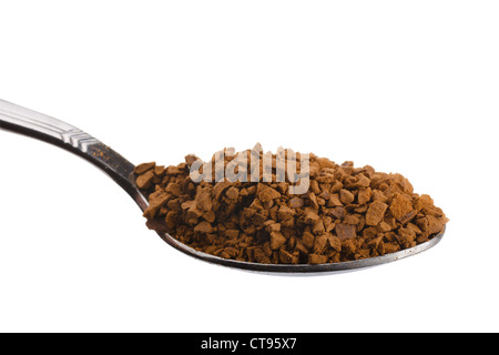 Teaspoon with granulated instant coffee isolated on white Stock Photo