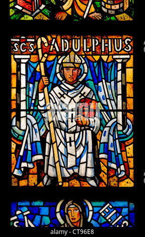 Prague, Czech Republic. St Vitus' Cathedral / Katedrala svateho vita. Stained glass window - St Adolphus Stock Photo