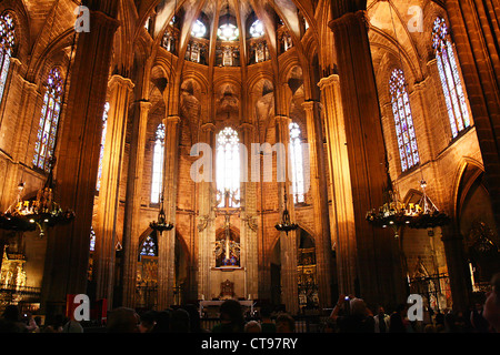 inside of Cathedral of Saint Eulalia in Barcelona, Spain Stock Photo