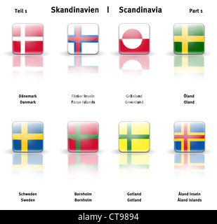 High resolution glossy icons of Scandinavia (Part 1) Stock Photo