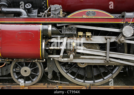 Driving wheels and valvegear of preserved LMS steam locomotive 6201 'Princess Elizabeth'. Stock Photo