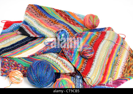 Multi-colored wool ready for knitting