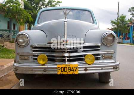 Vintage Plymouth Car, Viñales, Cuba Stock Photo