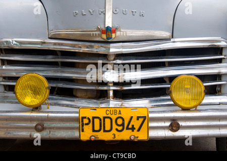 Vintage Plymouth Car, Viñales, Cuba Stock Photo