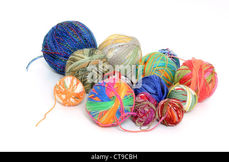 Multi-colored wool ready for knitting
