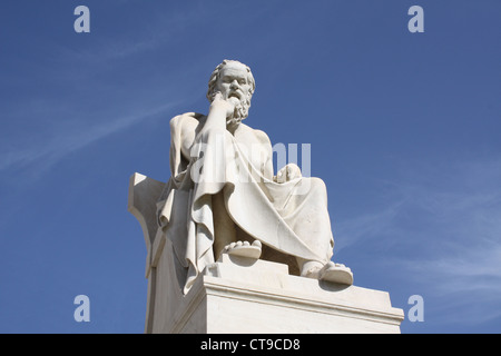 Ancient Greek philosopher, Socrates, outside Academy of Athens in Greece. Stock Photo