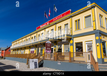 Westmark Inn and dirt streets in Dawson City, Yukon Territory, Canada. Stock Photo