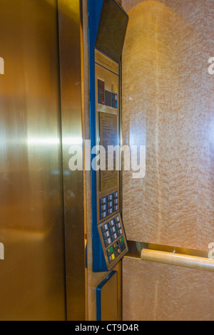 Elevator control panel in Pan Pacific luxury hotel at Canada Place in Vancouver, British Columbia, Canada. Stock Photo