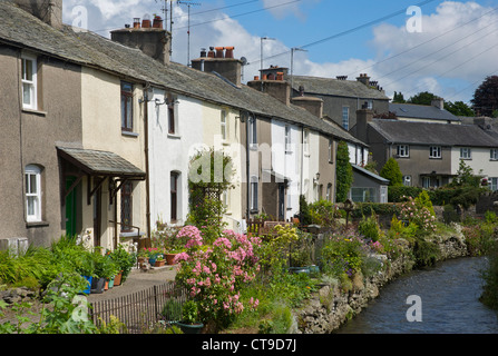 The River Eea running through the village of Cark-in-Cartmel, South Lakeland, Cumbria, England UK Stock Photo