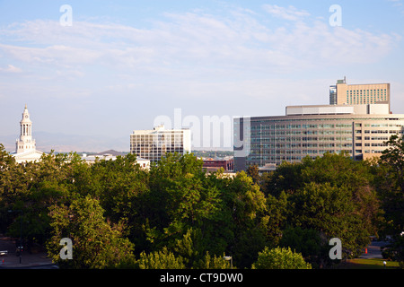 Denver City Hall and the downtown buildings Stock Photo