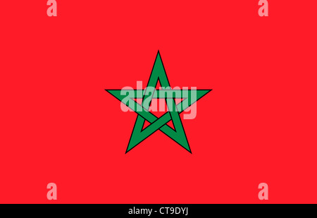 National flag of Morocco. Stock Photo