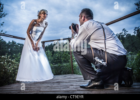 The bride groom posing for the photo session Stock Photo