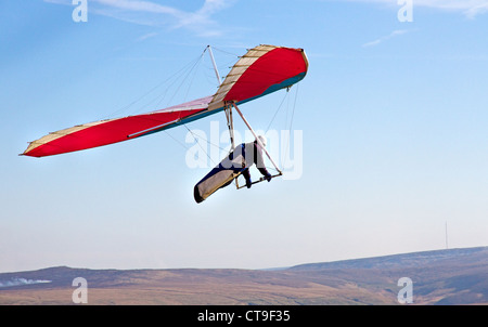 Hang glider above Buckstones, Marsden Moor, Pennines, Marsden , West Yorkshire, England, UK Stock Photo