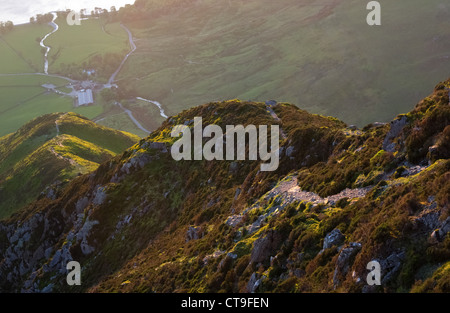 Looking down the ridge from the summit of Fleetwith Pike in the Lake District, England, UK. Stock Photo